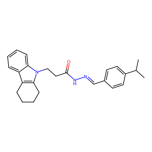 (E)-3-(3,4-dihydro-1H-carbazol-9(2H)-yl)-N'-(4-isopropylbenzylidene)propanehydrazide structure