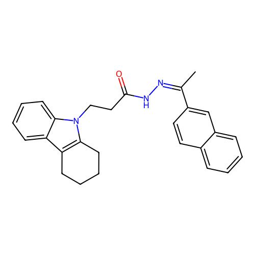 N-[(Z)-1-naphthalen-2-ylethylideneamino]-3-(1,2,3,4-tetrahydrocarbazol-9-yl)propanamide structure