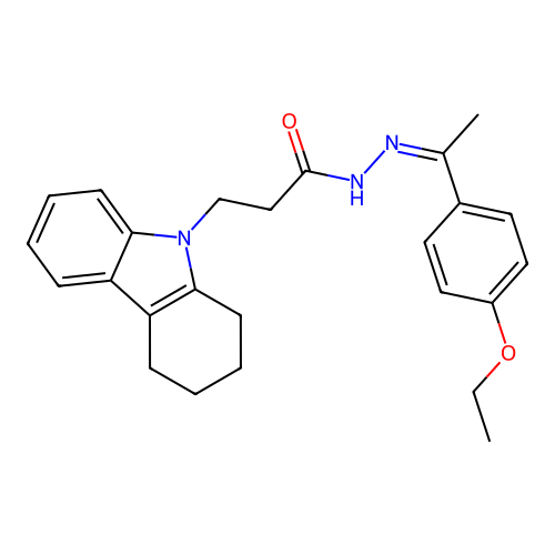 N'-[(1Z)-1-(4-ethoxyphenyl)ethylidene]-3-(1,2,3,4-tetrahydro-9H-carbazol-9-yl)propanehydrazide structure