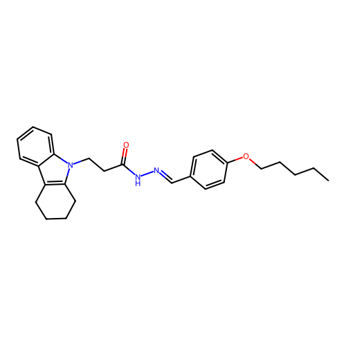 (E)-3-(3,4-dihydro-1H-carbazol-9(2H)-yl)-N'-(4-(pentyloxy)benzylidene)propanehydrazide structure