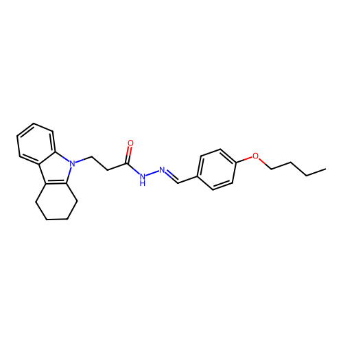 (E)-N'-(4-butoxybenzylidene)-3-(3,4-dihydro-1H-carbazol-9(2H)-yl)propanehydrazide structure