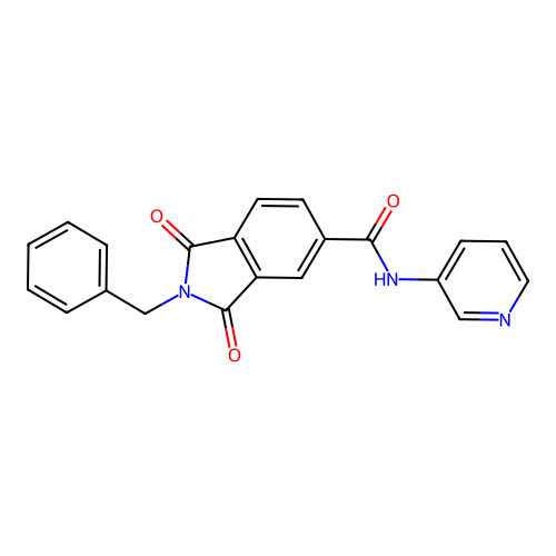 2-benzyl-1,3-dioxo-N-(pyridin-3-yl)-2,3-dihydro-1H-isoindole-5-carboxamide structure