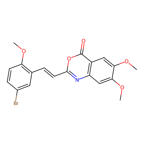 2-[(E)-2-(5-bromo-2-methoxyphenyl)ethenyl]-6,7-dimethoxy-3,1-benzoxazin-4-one structure