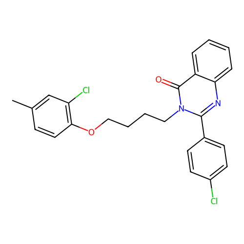 3-(4-(2-chloro-4-methylphenoxy)butyl)-2-(4-chlorophenyl)quinazolin-4(3H)-one structure