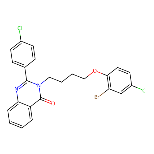 3-(4-(2-bromo-4-chlorophenoxy)butyl)-2-(4-chlorophenyl)quinazolin-4(3H)-one structure