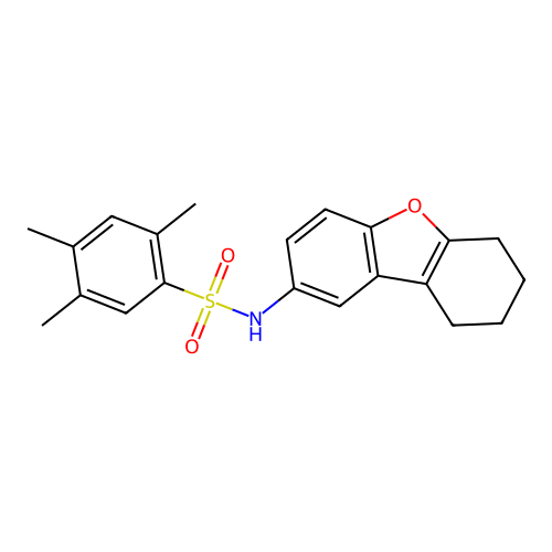 2,4,5-trimethyl-N-(6,7,8,9-tetrahydrodibenzofuran-2-yl)benzenesulfonamide structure
