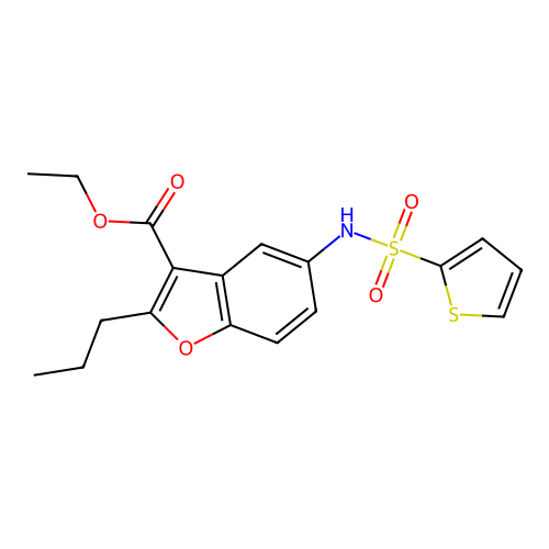 Ethyl 2-propyl-5-(thiophene-2-sulfonamido)benzofuran-3-carboxylate structure