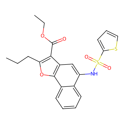 Ethyl 2-propyl-5-(thiophene-2-sulfonamido)naphtho[1,2-b]furan-3-carboxylate structure