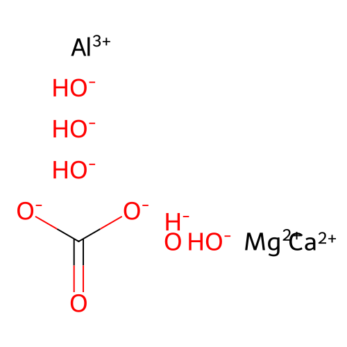Aluminum hydroxide, calcium carbonate, magnesium hydroxide drug combination structure