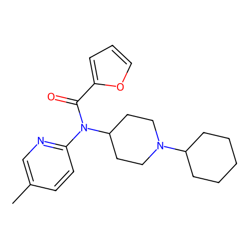 N-(1-cyclohexylpiperidin-4-yl)-N-(5-methyl-2-pyridinyl)furan-2-carboxamide structure
