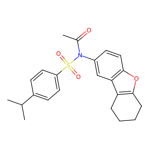 N-(4-propan-2-ylphenyl)sulfonyl-N-(6,7,8,9-tetrahydrodibenzofuran-2-yl)acetamide structure