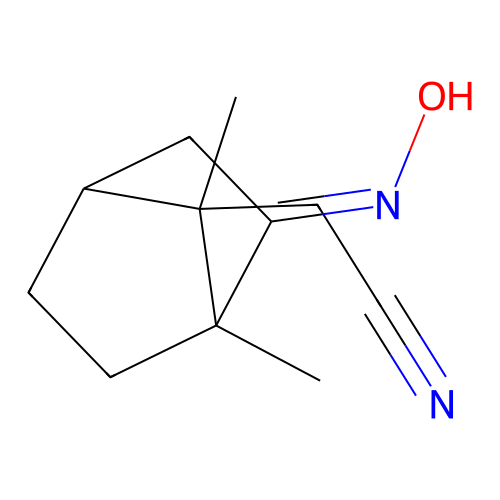 [(2E)-2-(hydroxyimino)-1,7-dimethylbicyclo[2.2.1]hept-7-yl]acetonitrile structure
