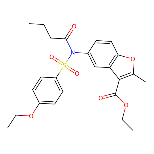 ethyl 5-(N-((4-ethoxyphenyl)sulfonyl)butyramido)-2-methylbenzofuran-3-carboxylate structure