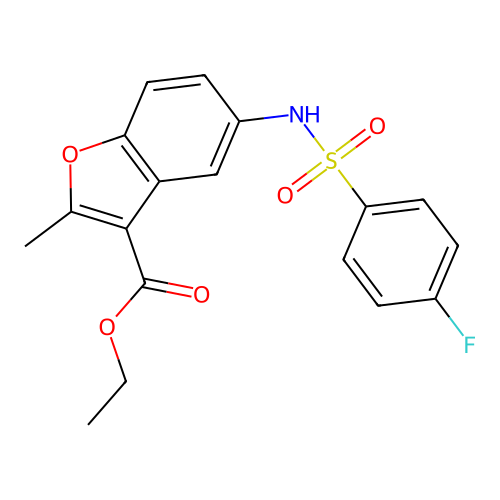 Ethyl 5-(4-fluorobenzenesulfonamido)-2-methyl-1-benzofuran-3-carboxylate structure