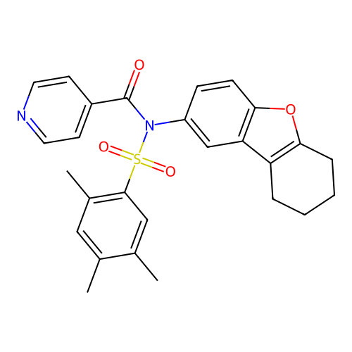N-(6,7,8,9-tetrahydrodibenzo[b,d]furan-2-yl)-N-((2,4,5-trimethylphenyl)sulfonyl)isonicotinamide structure