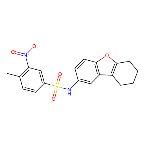 4-methyl-3-nitro-N-(6,7,8,9-tetrahydrodibenzofuran-2-yl)benzenesulfonamide structure