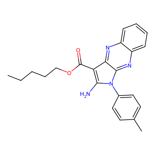 pentyl 2-amino-1-(4-methylphenyl)-1H-pyrrolo[2,3-b]quinoxaline-3-carboxylate structure