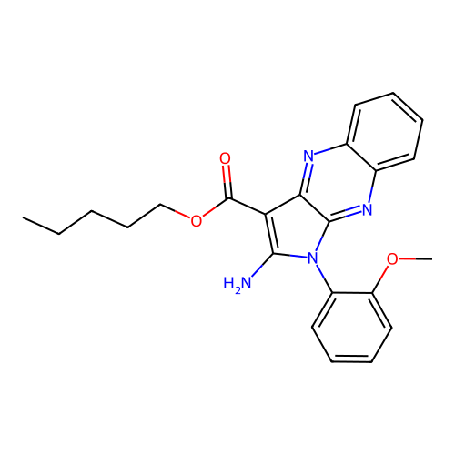 pentyl 2-amino-1-(2-methoxyphenyl)-1H-pyrrolo[2,3-b]quinoxaline-3-carboxylate structure