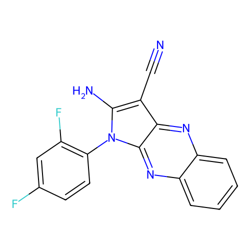 2-amino-1-(2,4-difluorophenyl)-1H-pyrrolo[2,3-b]quinoxaline-3-carbonitrile structure