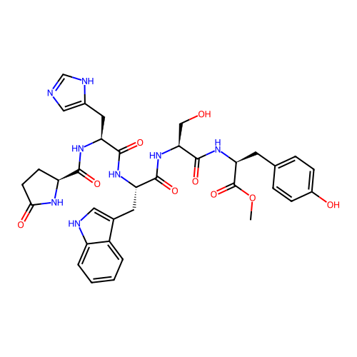 Pyroglutamyl-histidyl-tryptophyl-seryl-tyrosyl methyl ester structure