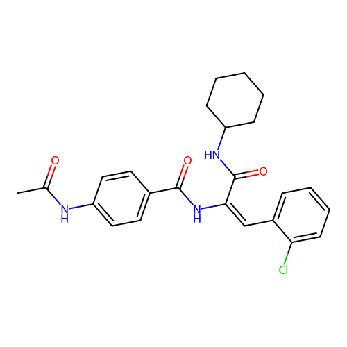 (E)-4-(Acetylamino)-N-(2-(2-chlorophenyl)-1-((cyclohexylamino)carbonyl)ethenyl)benzamide structure