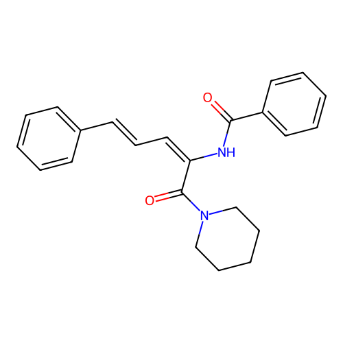 Benzamide, N-(4-phenyl-1-(piperidinylcarbonyl)-1,3-butadienyl)-, (E,?)- structure