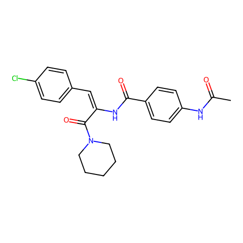 (E)-4-(Acetylamino)-N-(2-(4-chlorophenyl)-1-(1-piperidinylcarbonyl)ethenyl)benzamide structure