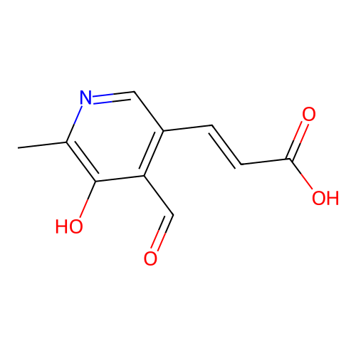 (2E)-3-(4-formyl-5-hydroxy-6-methylpyridin-3-yl)prop-2-enoic acid structure