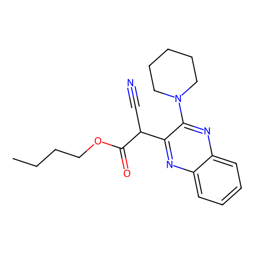 Butyl cyano[3-(piperidin-1-yl)quinoxalin-2-yl]acetate structure