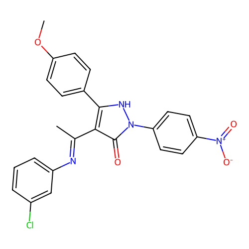 (4E)-4-[1-(3-chloroanilino)ethylidene]-5-(4-methoxyphenyl)-2-(4-nitrophenyl)pyrazol-3-one structure