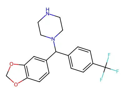 1-{1,3-Benzodioxol-5-yl[4-(trifluoromethyl)phenyl]methyl}piperazine structure