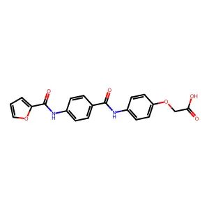 {4-[({4-[(Furan-2-ylcarbonyl)amino]phenyl}carbonyl)amino]phenoxy}acetic acid structure