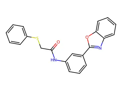 N-(3-(benzo[d]oxazol-2-yl)phenyl)-2-(phenylthio)acetamide structure