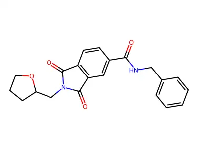 N-benzyl-1,3-dioxo-2-(oxolan-2-ylmethyl)isoindole-5-carboxamide structure