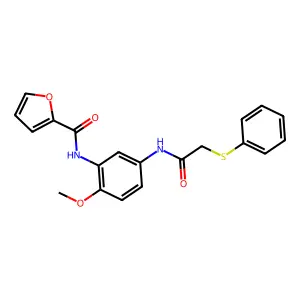 N-[2-methoxy-5-[(2-phenylsulfanylacetyl)amino]phenyl]furan-2-carboxamide structure