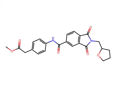 Methyl 2-[4-[[1,3-dioxo-2-(oxolan-2-ylmethyl)isoindole-5-carbonyl]amino]phenyl]acetate structure