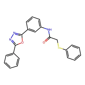 N-[3-(5-phenyl-1,3,4-oxadiazol-2-yl)phenyl]-2-phenylsulfanylacetamide structure