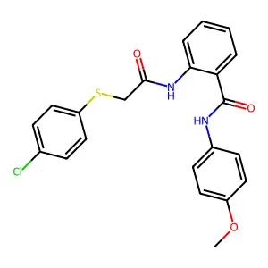 2-[[2-[(4-chlorophenyl)thio]-1-oxoethyl]amino]-N-(4-methoxyphenyl)benzamide structure