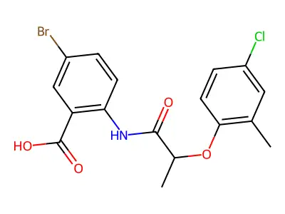 5-Bromo-2-{[2-(4-chloro-2-methylphenoxy)propanoyl]amino}benzoic acid structure