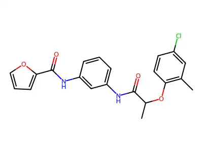 N-[3-[2-(4-chloro-2-methylphenoxy)propanoylamino]phenyl]furan-2-carboxamide structure