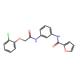 N-[3-[[2-(2-chlorophenoxy)acetyl]amino]phenyl]furan-2-carboxamide structure