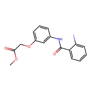 Methyl (3-{[(2-iodophenyl)carbonyl]amino}phenoxy)acetate structure