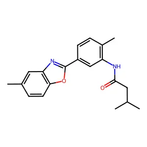 3-methyl-N-[2-methyl-5-(5-methyl-1,3-benzoxazol-2-yl)phenyl]butanamide structure