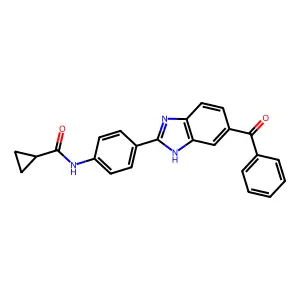 N-[4-(6-benzoyl-1H-benzimidazol-2-yl)phenyl]cyclopropanecarboxamide structure