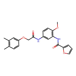 N-[5-[[2-(3,4-dimethylphenoxy)acetyl]amino]-2-methoxyphenyl]furan-2-carboxamide structure