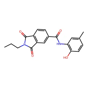 N-(2-hydroxy-5-methylphenyl)-1,3-dioxo-2-propyl-5-isoindolecarboxamide structure
