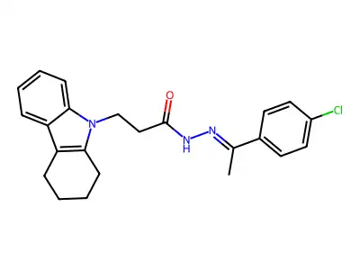 N'-[(1Z)-1-(4-chlorophenyl)ethylidene]-3-(1,2,3,4-tetrahydro-9H-carbazol-9-yl)propanehydrazide structure