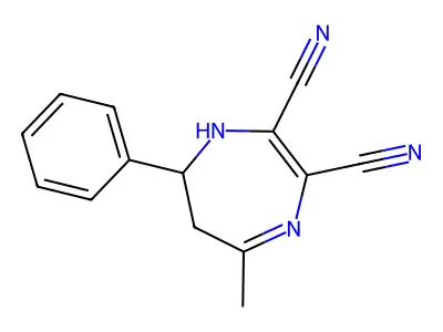 5-methyl-7-phenyl-6,7-dihydro-1H-1,4-diazepine-2,3-dicarbonitrile structure
