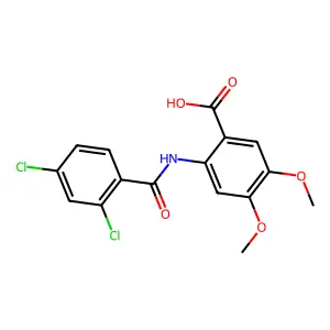 2-[(2,4-Dichlorophenyl)carbonylamino]-4,5-dimethoxybenzoic acid structure