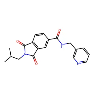 2-(2-methylpropyl)-1,3-dioxo-N-(pyridin-3-ylmethyl)-2,3-dihydro-1H-isoindole-5-carboxamide structure